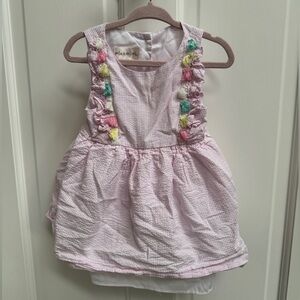 NWOT Mia & Mimi 18M Girls Pink & White Seersucker Girls Tank Top Party Dress